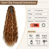 quesdom Claw Clip Wavy Ponytail Extension, 22 Inch Long Curly Wavy Ponytails Heat Resistant Synthetic Hairpiece, Natural Soft Jaw Claw Pony Tails for Black Women (Brown Mixed Blonde)