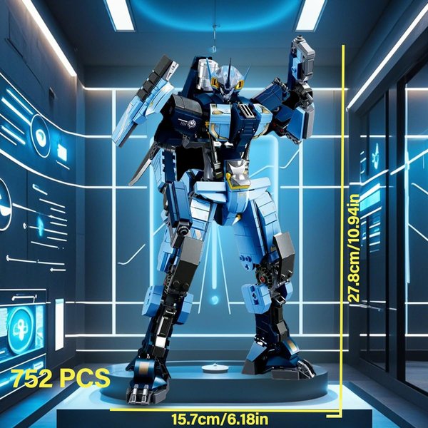 DAHONPA Blue Snow Phantom Transforming Mech Robot Building Blocks Set, Creative City Guardian Robot Model Kit (752+ pcs), Justice Hero Soldier Mech Toy, Christmas Birthday Gifts for Adults and Kid