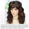 WIGNEE Natural Wave Wigs with Bangs Ombre Brown Curly Bob Wig for Black Women Mixed Brown Hightlights Wig for Women Shoulder Length Wavy Synthetic Wigs(14 Inch)