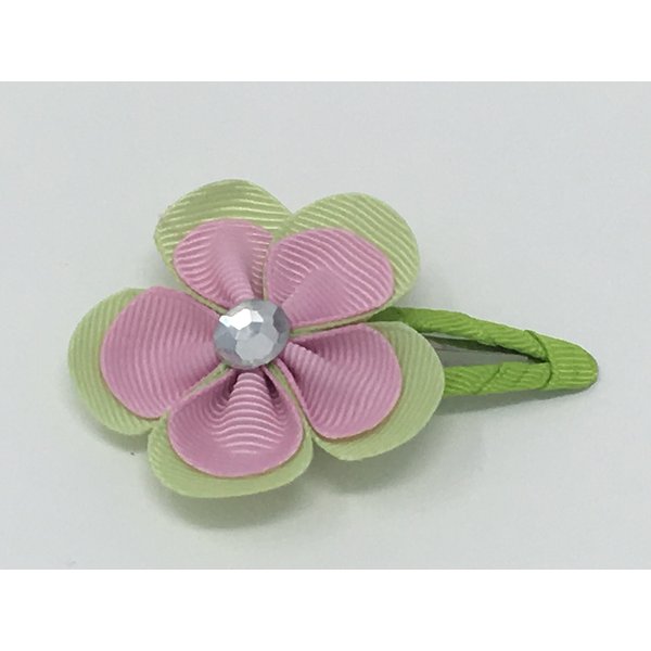 Snap Clip, Flower Hair Clip, Lavender and Green Hair Clip, Grosgrain Flower Hair Clip, Toddler, Baby, Girls Hair Accessory