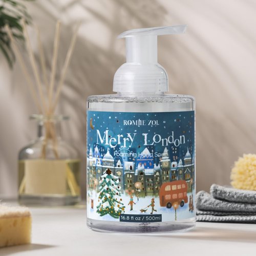 ROMIIE ZOI Christmas Foaming Hand Soap with Gift Box - Merry London, Infused with Cedar & Juniper Aroma - 500ml/ 16.8 fl. oz