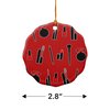 Makeup Lipstick Mascara Eyeliner Pattern Porcelain Scalloped Holiday Christmas Tree Ornament - 2.8" (7.1 cm)