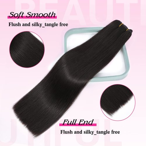 Clip in Hair Extensions Real Human Hair Straight Hair 100% Human Hair Extensions Brazilian Remy Human Hair Clip in Hair Extensions 8pcs with 18Clips 60g Double Weft Handmade 14Inch,#1B Natural Black