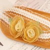 Bethynas Lace Flower Headband for Baby Girls Gauze Floral Elastic Infant Hairband Birthday Party Princess Hair Accessories for Newborn Toddlers (Gold)