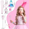 Faccito 134 Pieces Princess Party Favors Winter Birthday Party Supplies Snowflake Jewelry Gifts Set for Kids Include Diamond Necklaces Bracelets Rings Earrings Stickers Crown Wand Stampers Bags