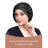 LILYSILK 100% Mulberry Silk Bonnet, 19 Momme Silk Night Sleep Cap Adjustable Hair Wrap for Sleeping, Black