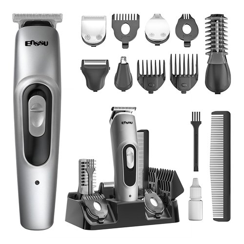 ENSSU Beard Trimmer for Men, 6-in-1 Cordless Body Grooming Kit with Hair Clippers, Beard, Ear & Nose Trimmer, Rechargeable Electric Razor Shaver