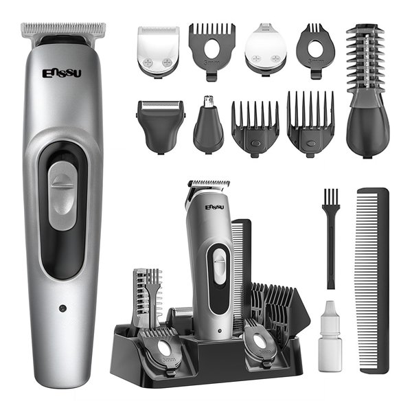 ENSSU Beard Trimmer for Men, 6-in-1 Cordless Body Grooming Kit with Hair Clippers, Beard, Ear & Nose Trimmer, Rechargeable Electric Razor Shaver