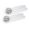 Small Decorative Hair Comb Mini Cluster Rhinestone Crystal Bridal Hair Comb, Set of Two, White