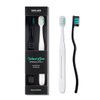 TOOTH NOTE Manual Toothbrush Wave Line (Infused Charcoal & White Set) / Soft Bristles for Sensitive Gums & Deep Clean/Clean Off Dental Plague/Practical and Functional Hands