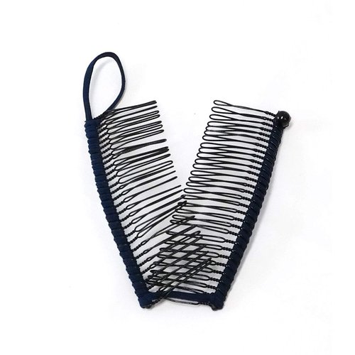 GETAGOTA Adjustable Banana Hair Clip Comb Clips for Women Stretch Ponytail Holder Accessory Double Combs Thick Curly Hair Grip Styling Maker Tool Clip Classic Clincher for Girls and Womens (navy)