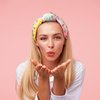 SeBneny Tie Dye Headbands Pearl Knotted Headband Boho Wide Fashion Cute Top Knot Headband Gift for Women Non Slip Wide Headband for Party Supplies Headwear 1PCS (Light Yellow)