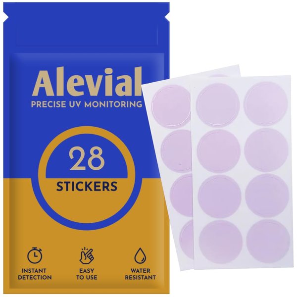 28 UV Detection Stickers for Sunscreen Reapply Reminder, Suitable for Kids & Adults, Sticker Patches, Sun Cream Detection by Alevial