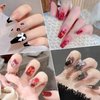 editTime Mixed Style Fashion 3D Nail Art Charms Kit Resin Camellia Rose Flower Butterfly Bow Moon Heart Bear Snake Hollow Pearl with Rhinestones and Soft Slice (Black White red)