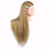 MEDO Mannequin Head 26 Inch With 50% Real Hair Brown Practice Training Head Synthetic Long Straight Hair Dresser Training Head Doll Cosmetology Manikin Head And Clamp Stand No Make Up(No make up, 27)