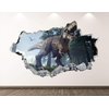 Dinosaur Wall Decal Art Decor 3D Smashed Wild T-Rex Sticker Poster Kids Room Mural Custom Gift BL176 (42"W x 24"H)