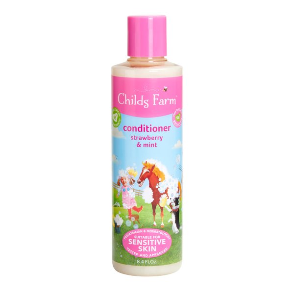 Childs Farm, Kids Hair Conditioner for Dry, Sensitive Skin & Scalp, Strawberry & Organic Mint, Conditions & Nourishes, Vegan, Cruelty-Free, 8.4 Fl Oz