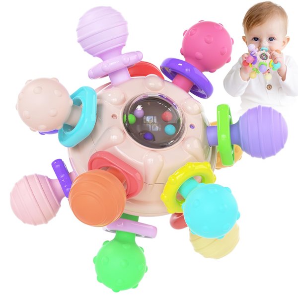 Baby Teething Toys for Babies 0-6 6-12 Months, Montessori Sensory Toys for 0 3 6 9 12 Months 1 One Year Old, Baby Essentials Rattles Newborn Infant Toys, Learning Educational Girls Boys Gifts