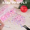 BELLEBOOST 3500PCS Resin Rhinestones Kits, 2/3/4/5/6mm Flatback Jelly Rhinestones, 2 Box Light Pink AB Non Hotfix Crystal Gems for DIY Crafts Mugs Bottles Tumblers Clothes Makeup Nail Manicure