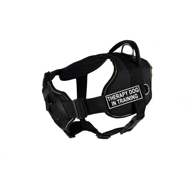 Dean & Tyler D&T FUN-CH TPYDIT YT-S Fun Dog Harness with Padded Chest Piece, Therapy Dog In Training, Small, Fits Girth 56cm to 69cm, Black with Yellow Trim