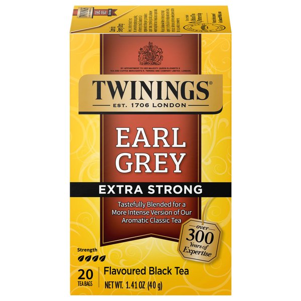 Twinings Earl Grey Extra Bold Individually Wrapped Black Tea Bags, 20 Count (Pack of 6), Caffeinated, Flavoured with Citrus and Bergamot, Enjoy Hot or Iced