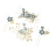 4pcs pearl floral leaf hair accessories Wedding Hair Comb Flower Hair Comb Set Rhinestone Pearl Hair Clips Wedding Hair Accessories for floral hair clip Brides bridal hair comb (Green)