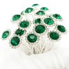 PRETTYLIFE 20Pcs Bridal Hair Pins Crystal Sunflower Rhinestone U-Shaped Wedding Hair Pieces Accessories for Women Girls Party (Green)