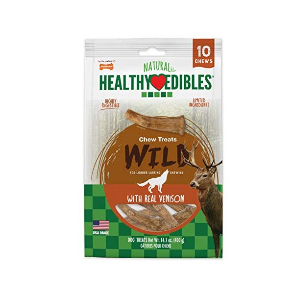 Nylabone Healthy Edibles Wild Antler Natural Long Lasting Dog Chew Treats 10 Count Medium