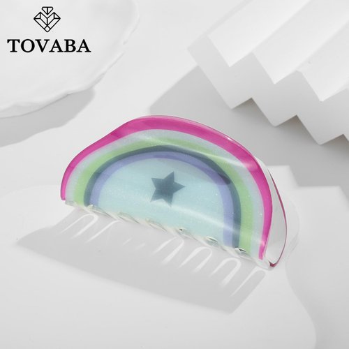 TOVABA Hair Claw Clips for Women Rainbow Shape Hair Clips Cute Medium Hair Clips Trendy Hair Claw Clips Hair Accessories for Women Strong Hold Jaw Hair Clip for Thick Thin Hair