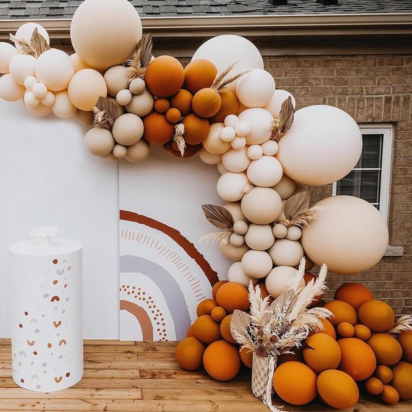 Fealixgener 152pcs Fall Balloon Arch Kit, Double Stuffed Terracotta Balloons, Thanksgiving Autumn Birthday Party Decorations