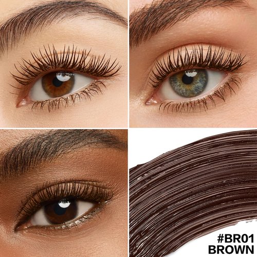 FOCALLURE Waterproof Mascara,Lengthening,Lifting Fiber Lash Mascara,Fine Fibers to Lengthen Lashes,Smudge Proof,Long Lasting Eye Makeup,Volume and Length Effect and Natural Lash Look,Brown