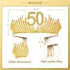 MEANT2TOBE 50th Birthday Sash and Tiara for Women - Fabulous Glitter Sash + Queen Rhinestone Gold Premium Metal Tiara for Her, 50th Birthday Gifts for 50 Party