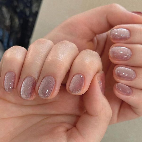 Press on Nails Short Square Fake Nails with Cat Eyes Designs Glitter Glue on Nails Glossy False Nails Press ons Acrylic Stick on Nails for Women 24 Pcs