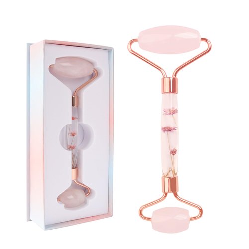 Raffaello Jade Roller, Face Roller Redness Reducing Skin Care Tools, Self Care Pink Gift for Men Women, Massager for Face, Eyes, Neck, Relieve Fine Lines and Wrinkles - Rose Quartz
