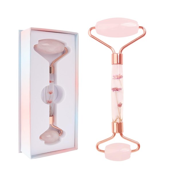Raffaello Jade Roller, Face Roller Redness Reducing Skin Care Tools, Self Care Pink Gift for Men Women, Massager for Face, Eyes, Neck, Relieve Fine Lines and Wrinkles - Rose Quartz