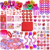 234 Pack Valentine's Day Party Favors Supplies Gift Exchage Cards Heart Glasses Bracelets Heart Stickers Stamper Sticky Hands Tattoo Bulk for Kids School Classroom Rewards Prizes Birthday Goodie Bags