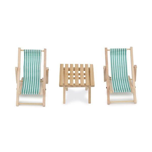 Miniature Beach Chair & Table 3PCS 1:12 Dollhouse Furniture Model Foldable Chairs Folding Beach Sunbath Chair Props Cake DIY Garden Plant Pool Decor Longue Deck Chair Craft (Green)
