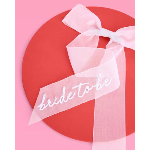 xo, Fetti Bride to Be Embroidered Hair Bow Bachelorette Party Decorations White Organza | Bridal Shower Supplies, Bridesmaid Favors, Wedding Gift, Engagement Accessory