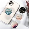 WUYULB Clear Crystal Glitter Expandible Collapsible Moblile Phone Grip Stand Holder for Smartphones and Tablets Cell Phone Accessory (Aqua Blue Rose Gold Wave)