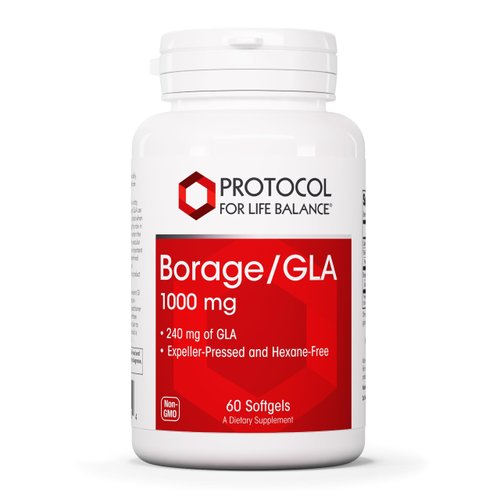 PROTOCOL FOR LIFE BALANCE Borage/GLA 1,000mg - 240mg GLA - Expeller-Pressed & Hexane-Free - Support Normal Immune Function - Borage Seed Oil - Dairy & Soy Free - 60 Softgels