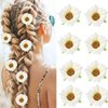 Daisy Hair Clips Hawaiian Flower Hair Clip Boho Sunflower Hair Barrettes Floral Hair Pins Small Alligator Hair Accessories for Costume Beach Party 8PCS(White-a)