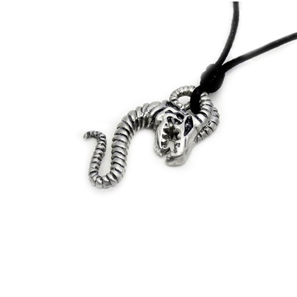 Ram Headed Serpent Silver Pewter Charm Necklace Pendant Jewelry