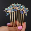 Chargances Butterfly Luxury Crystal Hair Comb Boho Shiny Flower Hair Comb Bridal Wedding Blue Rhinestone Hair Side Combs Hair Accessories Headpiece for Women and Girls (Blue)