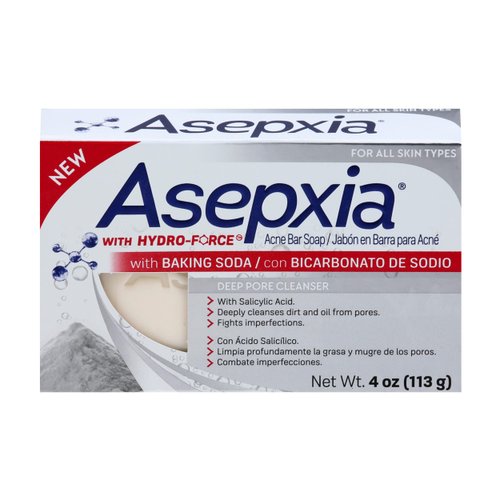 Asepxia Cleansing Bar Baking Soda, Multipack: Deep Skin Cleansing, Acne Fighting with 2% Salicylic Acid, Removes Oil and Dirt, Prevents Imperfections, Suitable for All Skin Types - 4 Oz, 5 Count