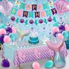Mermaid Birthday Decorations, Mermaid Birthday Party Supplies Include Mermaid Banner Balloons Tablecloth Cupcake Toppers for Mermaid Party Decorations