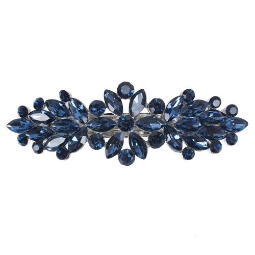 Austrian Crystal Bridal Hair Barrettes, Navy Blue Rhinestones Vintage Hair Clips, Sparkly Glitter Crystal Hairgrip Wedding Hair Headwear Accessories for Women Girls (Type F)