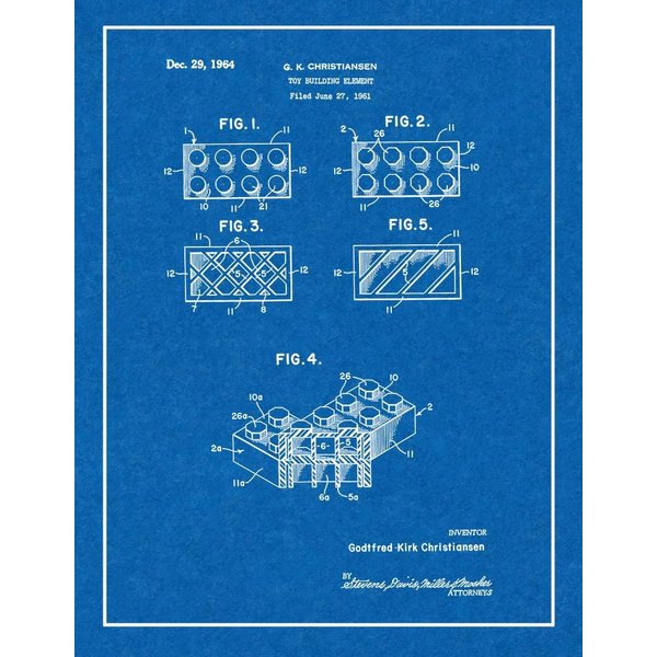Building Block Toy Building Block Element Patent Print Blueprint with Border (5" x 7") M12085