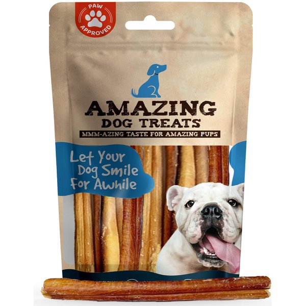 Amazing Dog Treats - Bully Sticks 6 Inch Regular Size (15 Pcs/Pack) - Premium Bully Stick Dog Chews - Long Lasting Bully Sticks for Dogs - Bully Stick Dog Bones - No Hide Dog Chew
