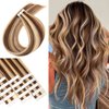 Tape In Hair Extensions Human Hair Medium Brown Mixed with Bleach Blonde #4/613 Real Human Hair 20 Inch Tape In Extensions 20pieces 50g/Pack Invisible Tape Extensions Remy Human Hair
