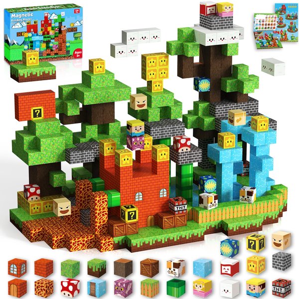 GraceDuck Magnetic Blocks - 150 PCS Build Adventure Game Castle - Magnetic Toys for Montessori Toddler Christmas Birthday Gifts - STEM Sensory Toys for 3 4 5 6 7 8 9 10 Year Old Boys & Girls